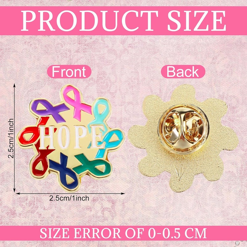 Riceshoot Store 30 Pcs Breast Cancer Awareness Lapel Pin Bulk All Cancer Pink Ribbon Hope Button Brooch Gift for Women Cloth Backpack Hat - Image 2